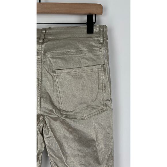 Calzedonia Coated Metallic Skinny Jeans Platinum Womens Size Large Faux Leather - Picture 5 of 7